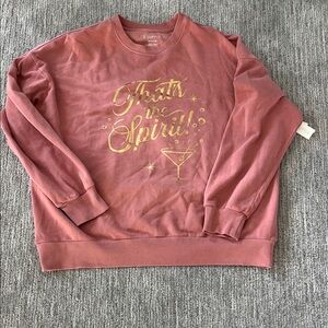 Z Supply Rust Crewneck Sweater with Gold Design